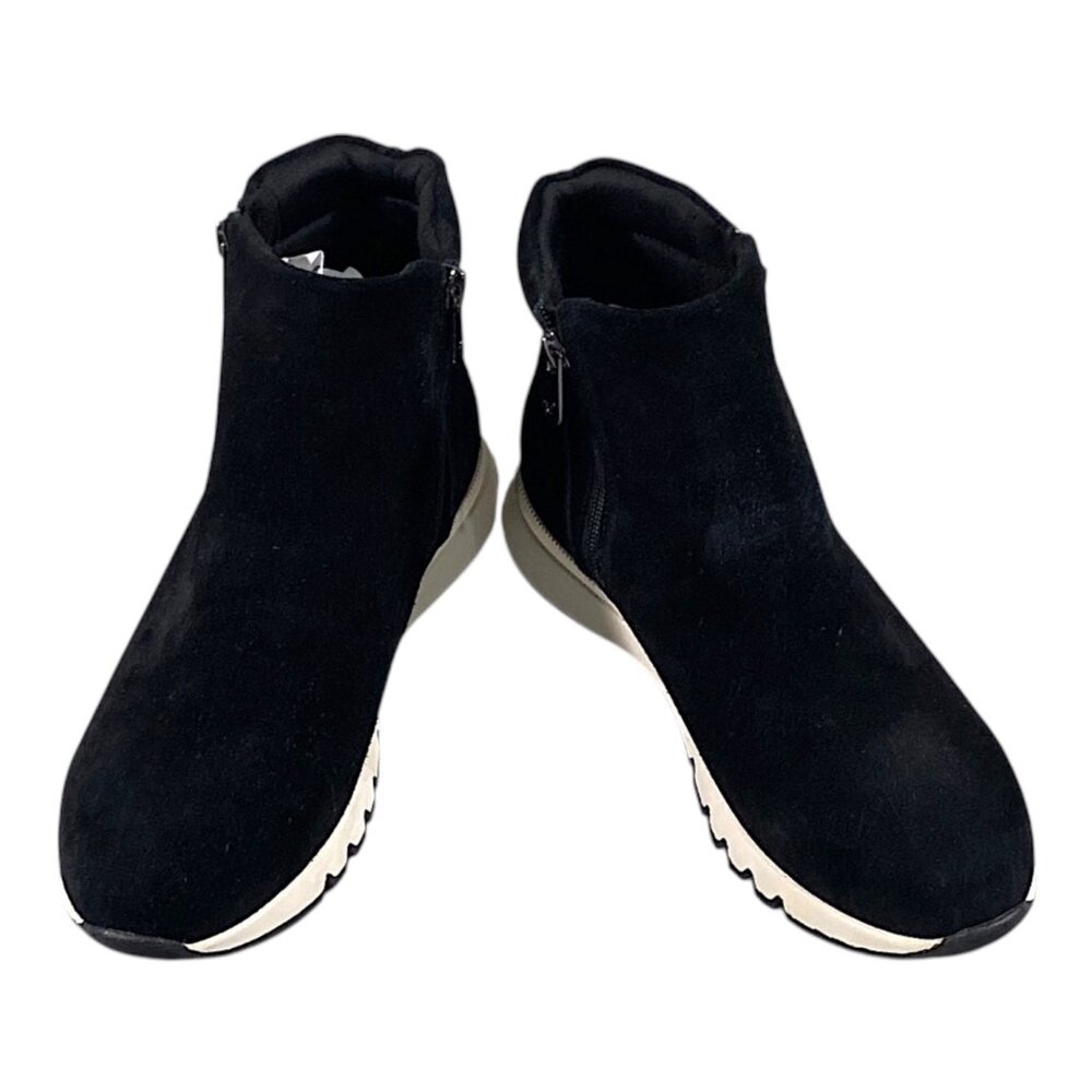 Easy Spirit Boots Womens 9M Black Suede Ankle Bootie SEIVES Dual Zip Urban Comfy
